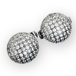 NWT Sterling Silver Pavé Crystal Button Earrings